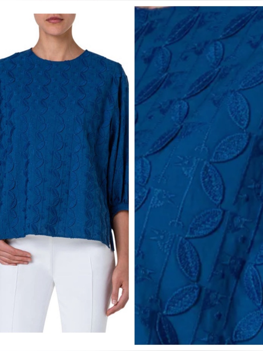 Akris Punto Bird Embroidery Cotton Top